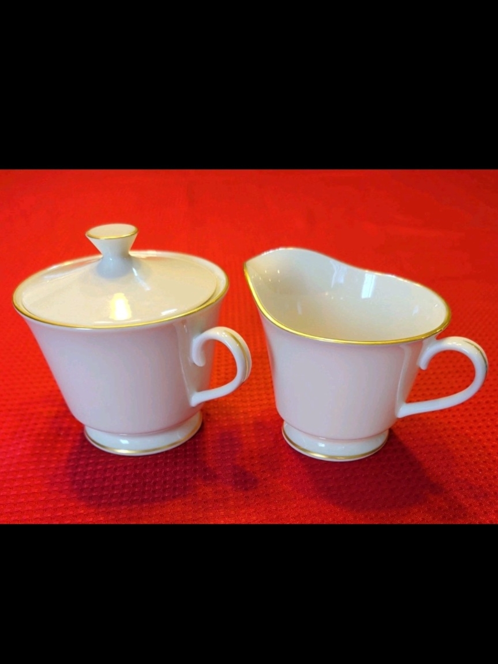 Lenox Hayworth Sugar And Creamer Cream-colored with Gold Trim